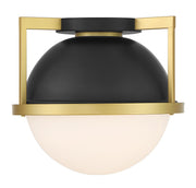 Savoy House 6-4602-1-143 One Light Flush Mount, Matte Black w/Warm Brass