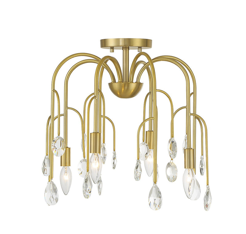 Savoy House 6-6684-4-127 Four Light Convertible Semi-Flush or Pendant, Noble Brass