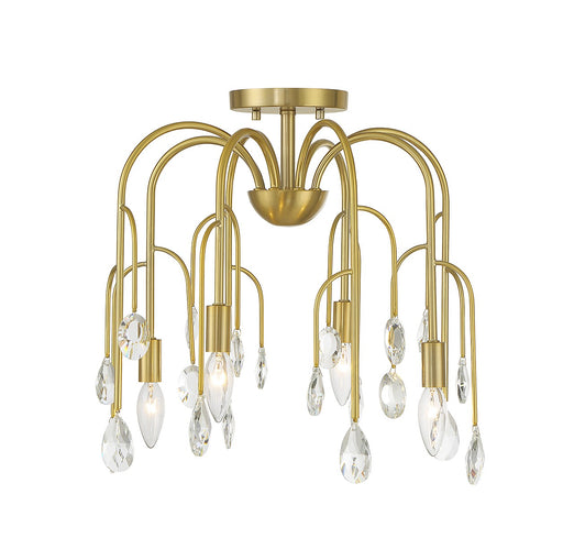 Savoy House 6-6684-4-127 Four Light Convertible Semi-Flush or Pendant, Noble Brass
