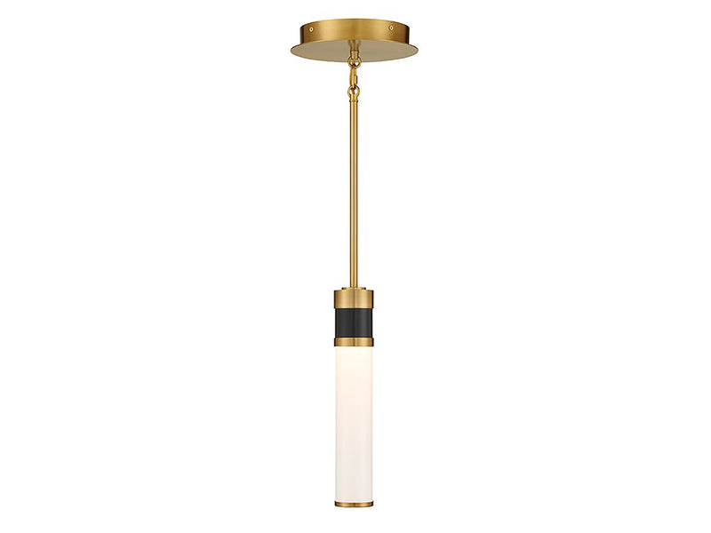 Savoy House 7-1643-1-143 LED Mini Pendant, Matte Black w/Warm Brass