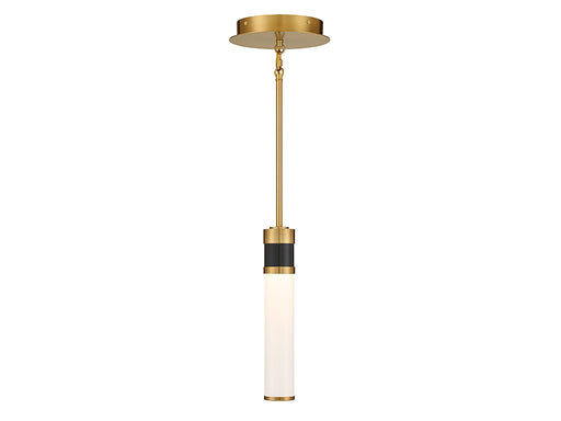 Savoy House 7-1643-1-143 LED Mini Pendant, Matte Black w/Warm Brass