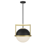 Savoy House 7-4600-1-143 One Light Pendant, Matte Black w/Warm Brass