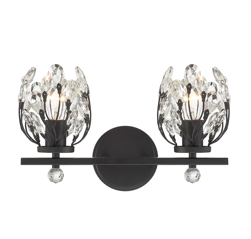 Savoy House 8-6601-2-BK Two Light Bathroom Vanity, Matte Black