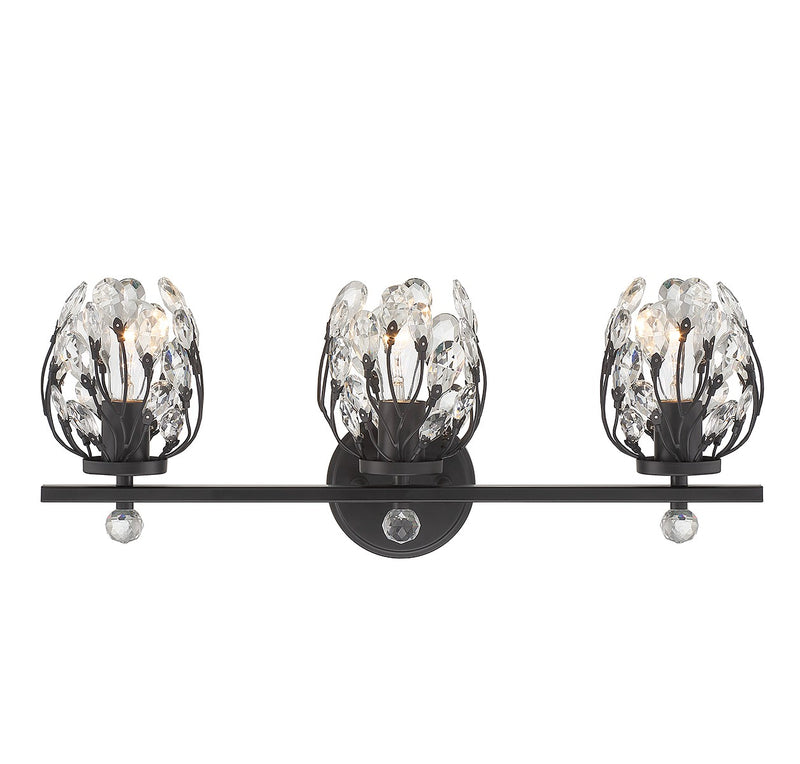 Savoy House 8-6601-3-BK Three Light Bathroom Vanity, Matte Black