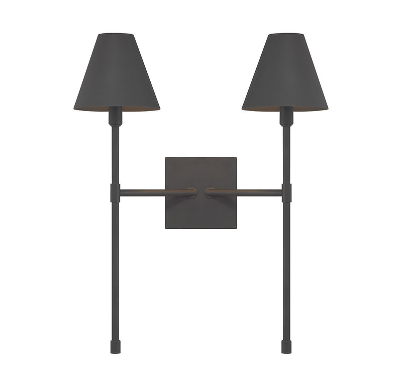Savoy House 9-5202-2-89 Two Light Wall Sconce, Matte Black