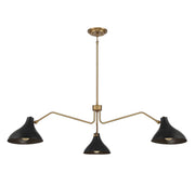 Shoppers Lighting SH7019MBKNB Violet Three Light Pendant, Matte Black with Natural Brass Main Image.jpg