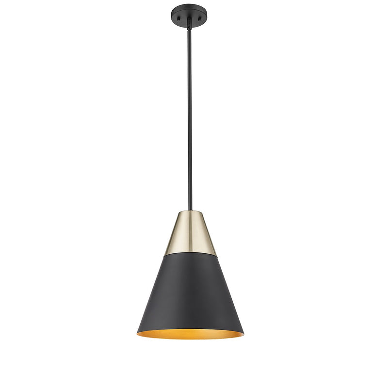 Millennium 9241-MB/MG Annos One Light Pendant, Matte Black Modern Gold Main Image.jpg