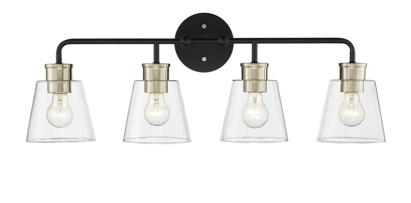 Millennium 9134-MB/MG Cameron Four Light Vanity, Matte Black Modern Gold Main Image.jpg