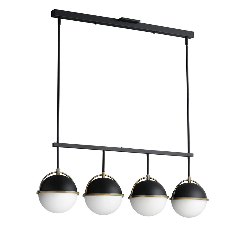 Maxim 12414SWBKWBR Duke Four Light Linear Pendant, Black/Weathered Brass Main Image.jpg