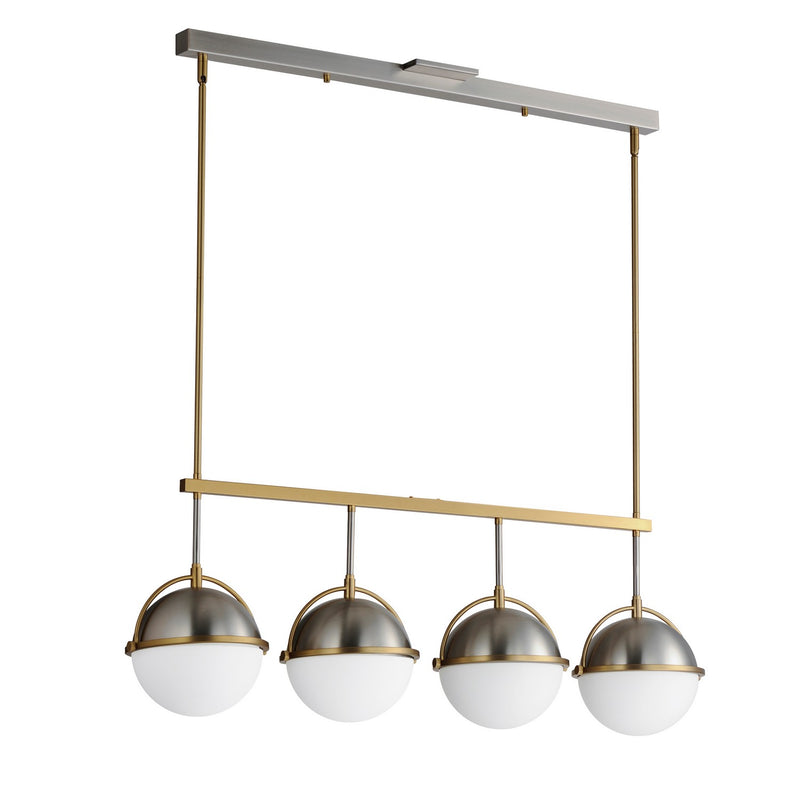 Maxim 12414SWSNSBR Duke Four Light Linear Pendant, Satin Nickel / Satin Brass Main Image.jpg