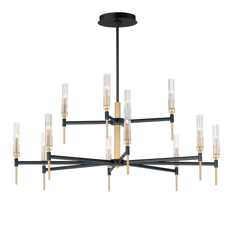 Maxim 16129CLBKAB Flambeau LED Chandelier, Black / Antique Brass Main Image.jpg
