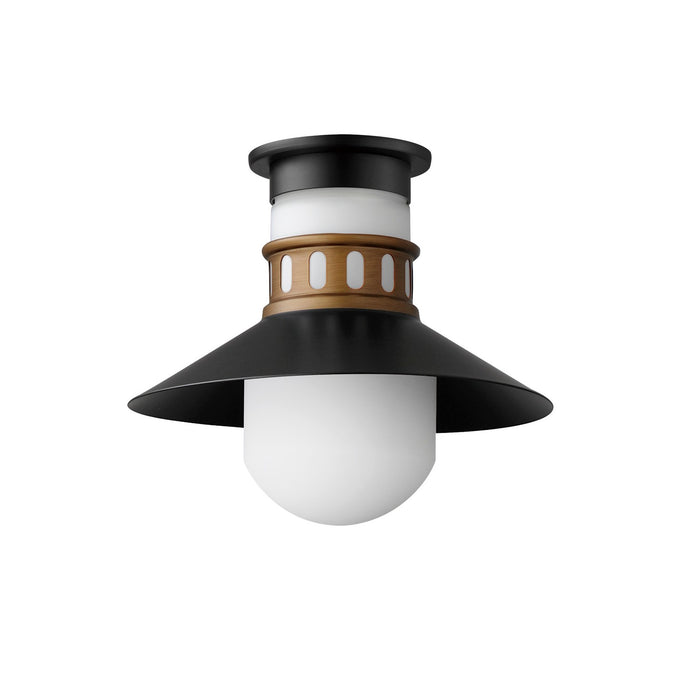 Maxim 35120SWBKAB Admiralty One Light Outdoor Flush Mount, Black / Antique Brass Main Image.jpg