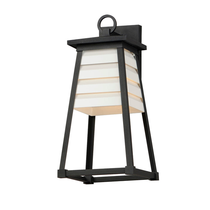 Maxim 40634WTBK Shutters One Light Outdoor Wall Sconce, White / Black Main Image.jpg