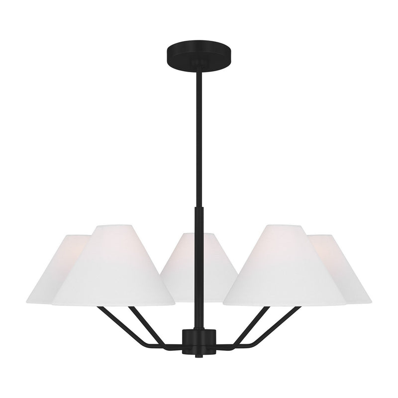 Visual Comfort Studio DJC1005MBK Burke Five Light Chandelier, Midnight Black Main Image.jpg