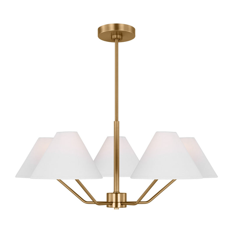 Visual Comfort Studio DJC1005SB Burke Five Light Chandelier, Satin Brass Main Image.jpg