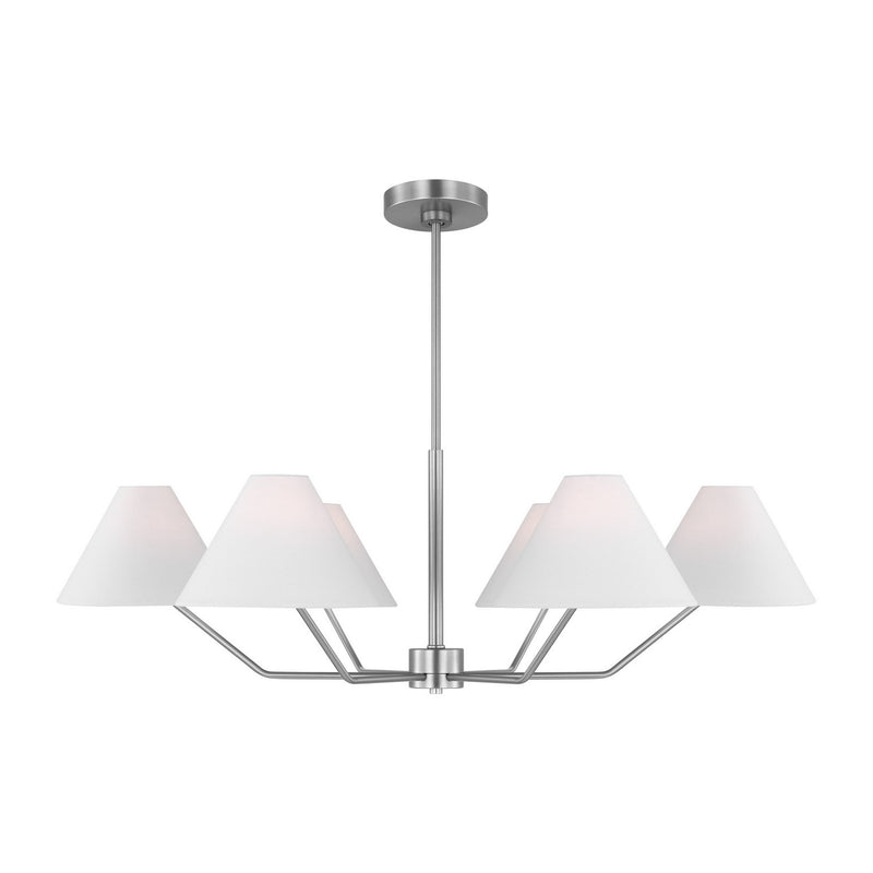 Visual Comfort Studio DJC1016BS Burke Six Light Chandelier, Brushed Steel Main Image.jpg