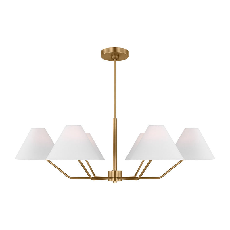 Visual Comfort Studio DJC1016SB Burke Six Light Chandelier, Satin Brass Main Image.jpg