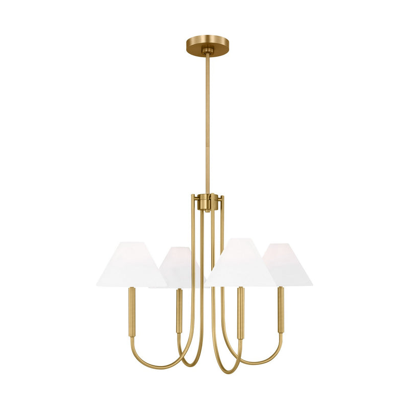 Visual Comfort Studio DJC1024SB Porteau Five Light Chandelier, Satin Brass Main Image.jpg
