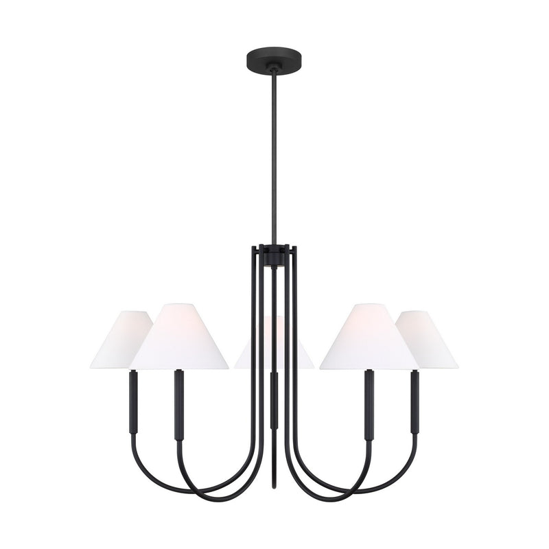 Visual Comfort Studio DJC1035MBK Porteau Six Light Chandelier, Midnight Black Main Image.jpg