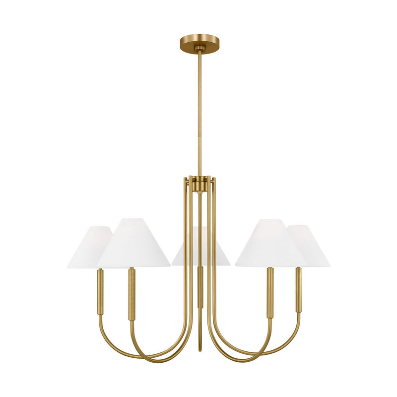 Visual Comfort Studio DJC1035SB Porteau Six Light Chandelier, Satin Brass Main Image.jpg
