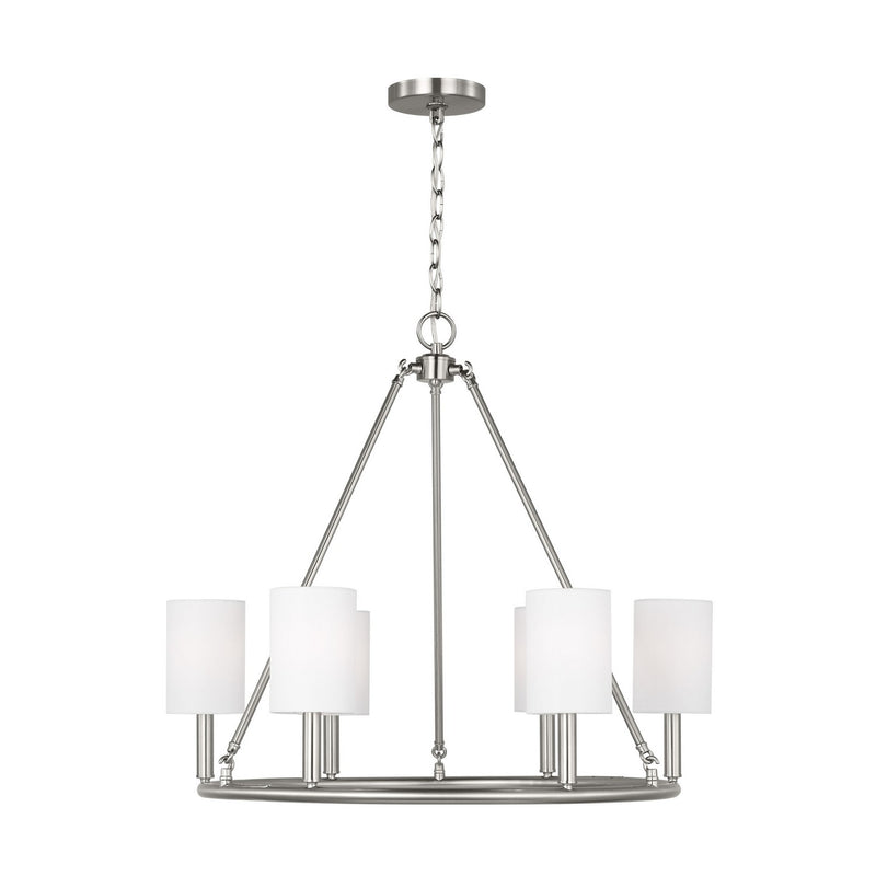 Visual Comfort Studio DJC1086BS Egmont Six Light Chandelier, Brushed Steel Main Image.jpg