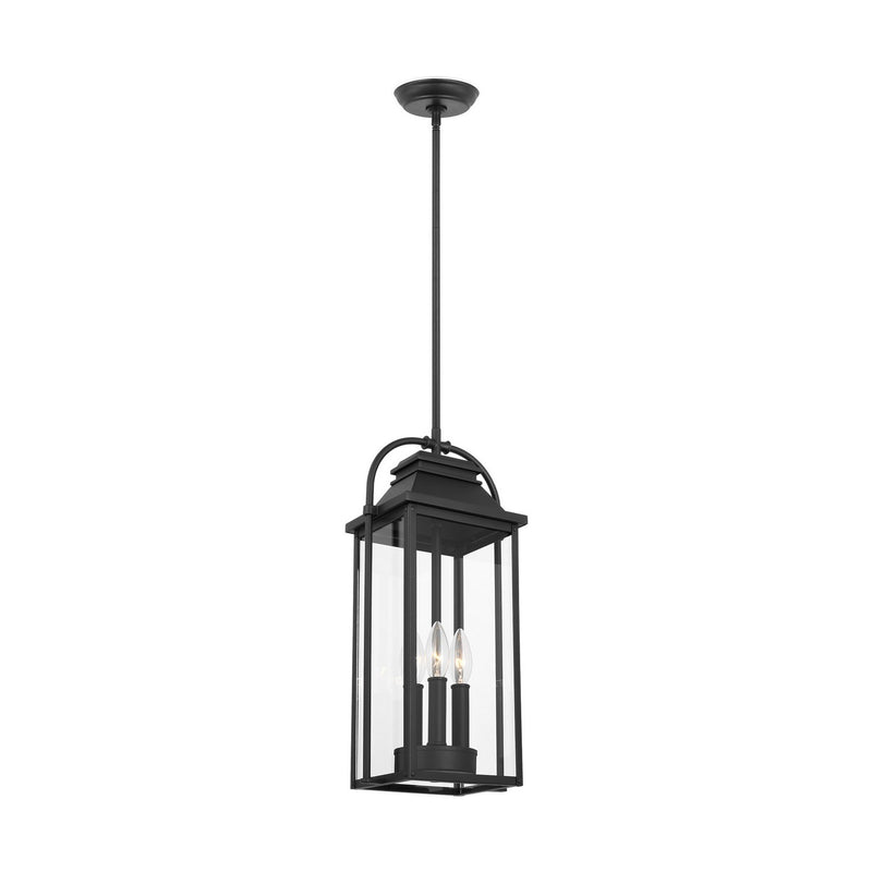 Visual Comfort Studio OL13209TXB Wellsworth Three Light Outdoor Pendant, Textured Black Main Image.jpg