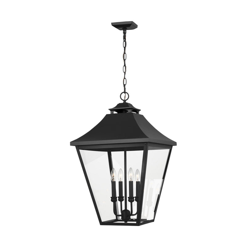 Visual Comfort Studio OL14409TXB Galena Four Light Outdoor Pendant, Textured Black Main Image.jpg