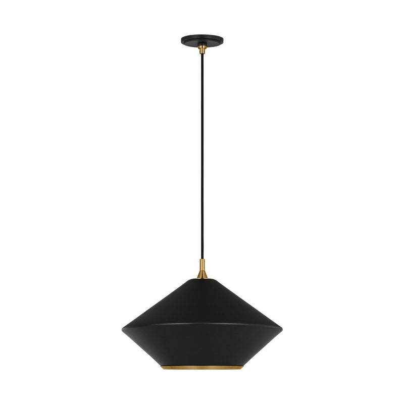 Visual Comfort Studio TP1221MBKBBS Stanza One Light Pendant, Midnight Black Main Image.jpg