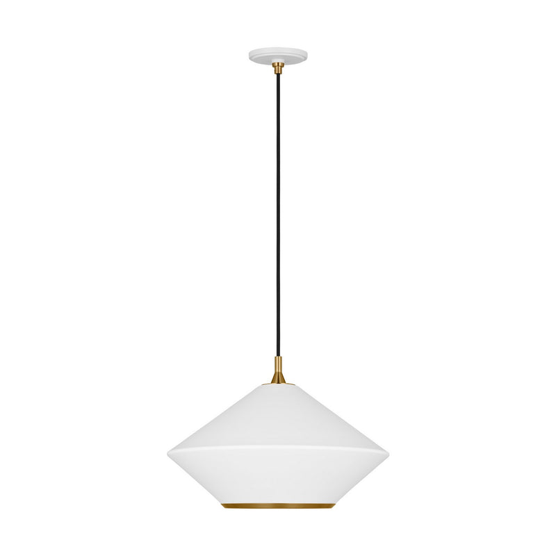 Visual Comfort Studio TP1221MWTBBS Stanza One Light Pendant, Matte White Main Image.jpg