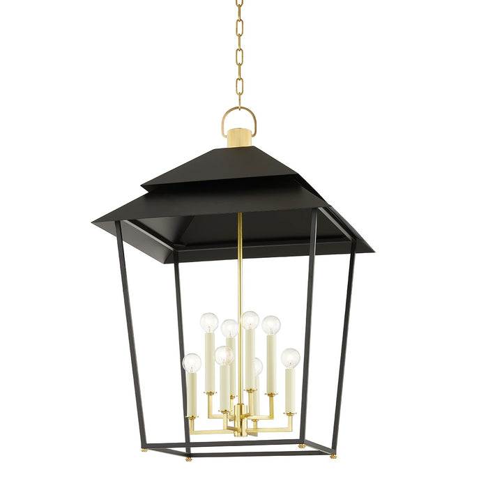 Hudson Valley 5138-AGB/SBK Natick Eight Light Lantern, Aged Brass Main Image.jpg