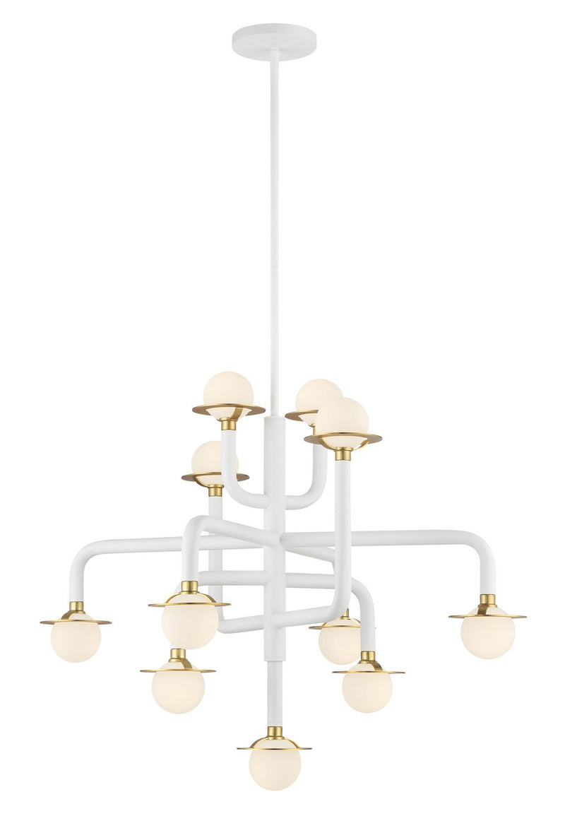 George Kovacs P5511-706-L Tubular LED Chandelier, Matte White W/Honey Gold Main Image.jpg