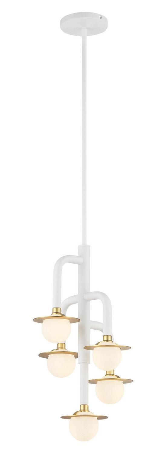 George Kovacs P5512-706-L Tubular LED Pendant, Matte White W/Honey Gol ...