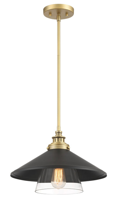 Minka-Lavery 1405-758 Segan One Light Mini Pendant, Coal And (Painted) Soft Brass Main Image.jpg