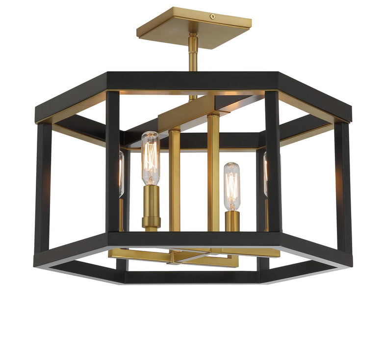 Minka-Lavery 2114-726 Union Estates Four Light Semi Flush Mount, Coal And Soft Brass Main Image.jpg