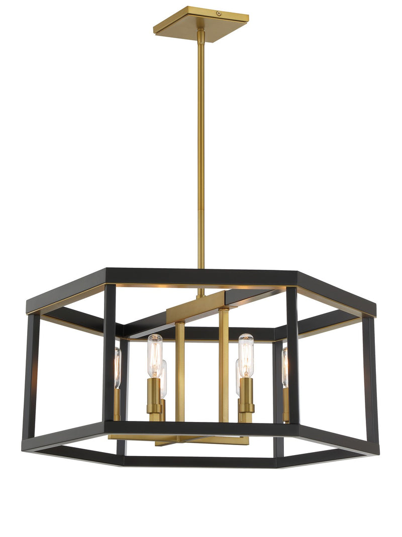 Minka-Lavery 2116-726 Union Estates Six Light Pendant, Coal And Soft Brass Main Image.jpg