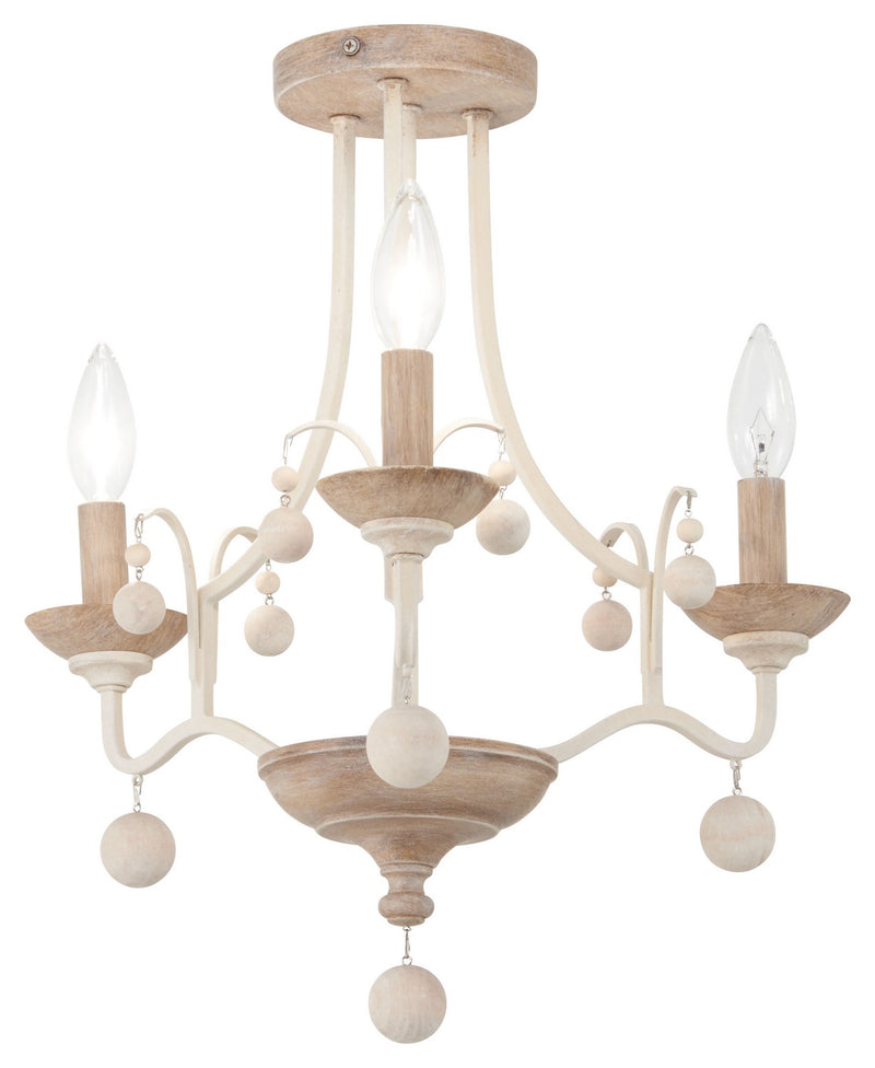 Minka-Lavery 2662-717 Colonial Charm Three Light Semi Flush Mount, White Wash With Sun Dried Clay Main Image.jpg