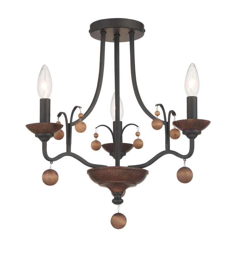 Minka-Lavery 2662-723 Colonial Charm Three Light Semi Flush Mount, Old World Bronze With Walnut Accents Main Image.jpg