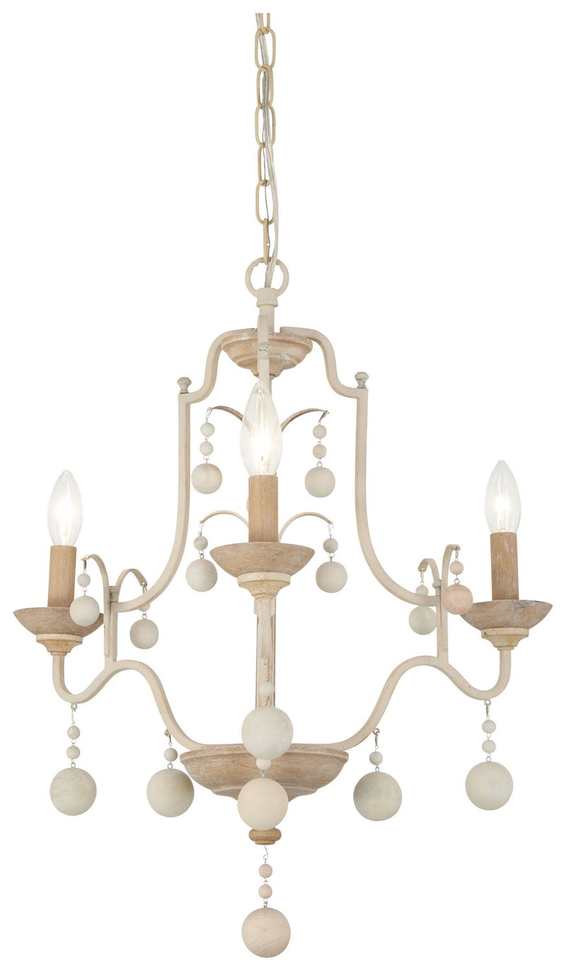 Minka-Lavery 2663-717 Colonial Charm Three Light Chandelier, White Wash With Sun Dried Clay Main Image.jpg