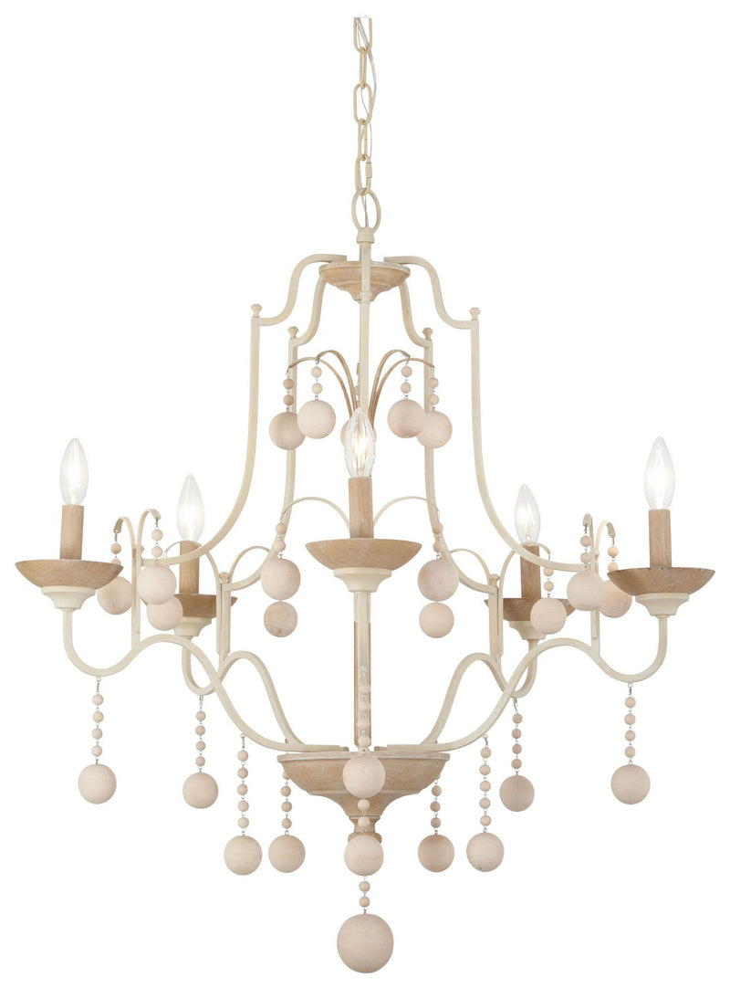 Minka-Lavery 2665-717 Colonial Charm Five Light Chandelier, White Wash With Sun Dried Clay Main Image.jpg