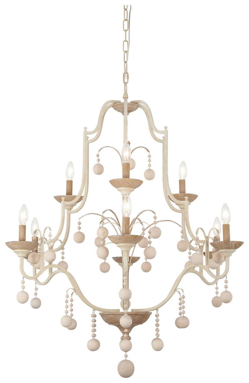 Minka-Lavery 2669-717 Colonial Charm Nine Light Chandelier, White Wash With Sun Dried Clay Main Image.jpg