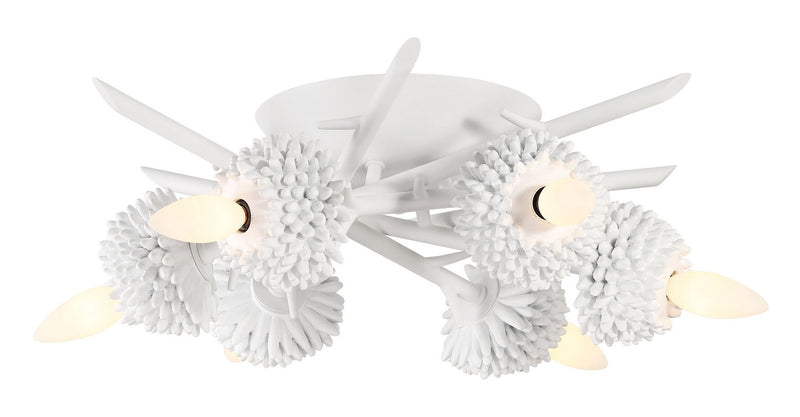 Minka-Lavery 5904-655 North Fork By Robin Baron Six Light Flush Mount, Sand White Main Image.jpg