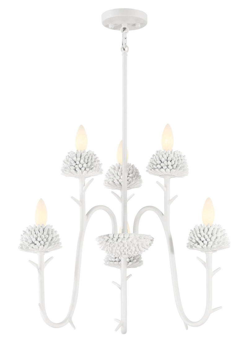 Minka-Lavery 5906-655 North Fork By Robin Baron Six Light Chandelier, Sand White Main Image.jpg