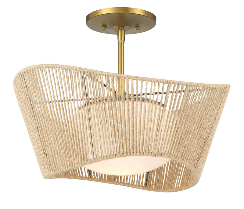 Minka-Lavery 6574-695 Key Largo One Light Semi Flush Mount, Soft Brass Main Image.jpg
