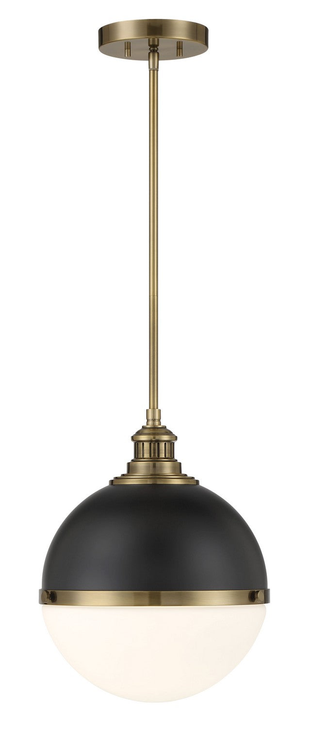 Minka-Lavery 6605-885 Vorey One Light Pendant, Coal And Oxidized Aged Brass Main Image.jpg