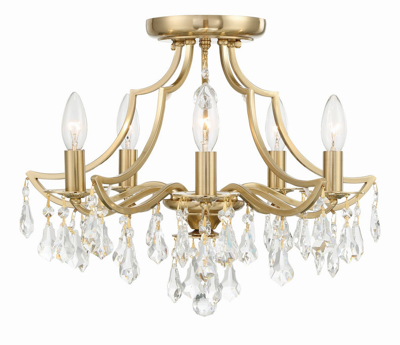 Crystorama 5930-VG-CL-MWP Cedar Five Light Semi Flush Mount Vibrant Gold Main Image.jpg