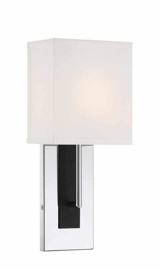 Crystorama BRE-A3631-PN-BF Brent One Light Wall Sconce Polished Nickel / Black Forged Main Image.jpg