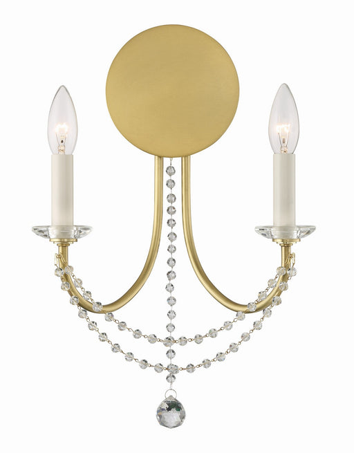 Crystorama DEL-90802-AG Delilah Two Light Wall Sconce Aged Brass Main Image.jpg