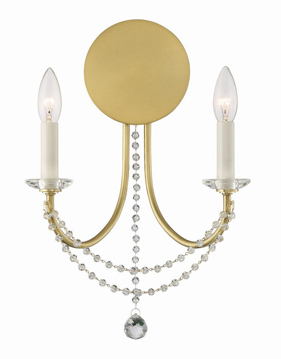 Crystorama DEL-90802-AG Delilah Two Light Wall Sconce Aged Brass Main Image.jpg