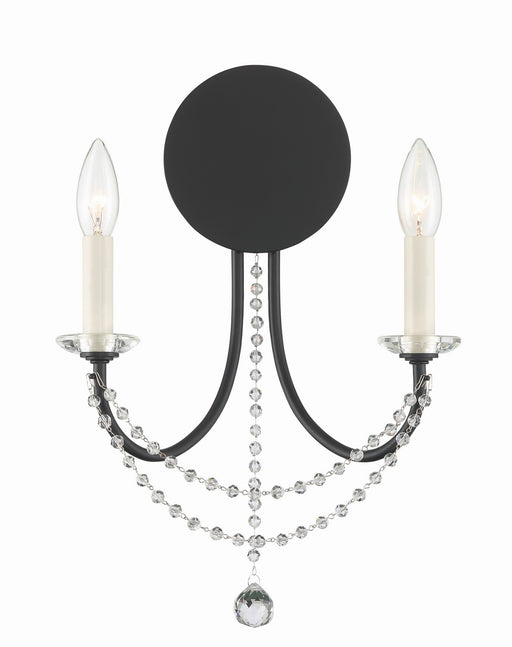 Crystorama DEL-90802-MK Delilah Two Light Wall Sconce Matte Black Main Image.jpg