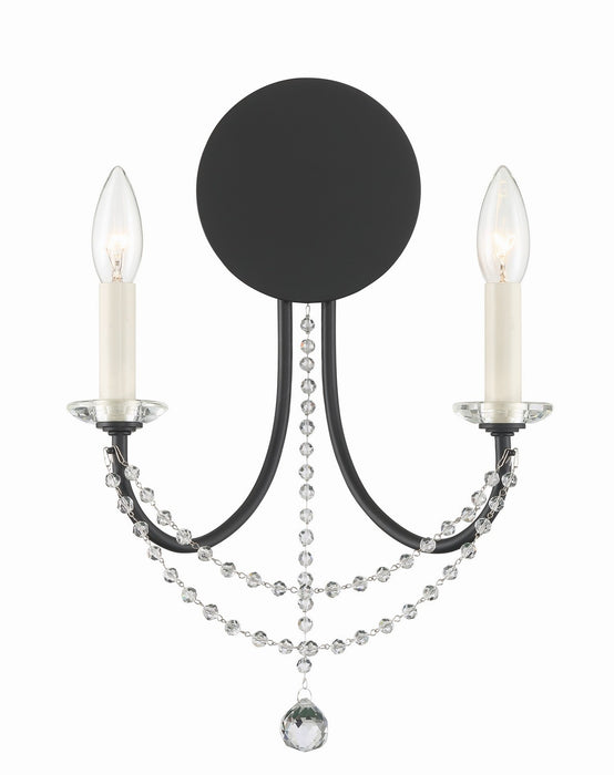 Crystorama DEL-90802-MK Delilah Two Light Wall Sconce Matte Black Main Image.jpg